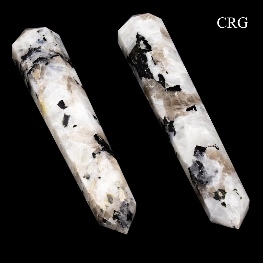 Rainbow Moonstone Double Pointed Wand (1 Piece) Size 3 to 5 Inches 8 - Sided Double - Terminated CrystalCrystal River Gems