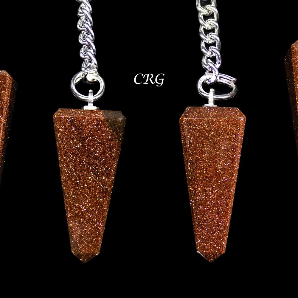 Red Goldstone Obelisk Silver Keychain (1 Piece) Size 3.5 Inches Crystal Gemstone Pendant