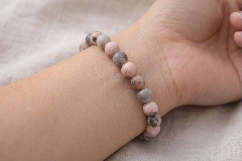 Rhodonite Tumbled Bead Stretch Bracelet (8mm)Crystal River Gems