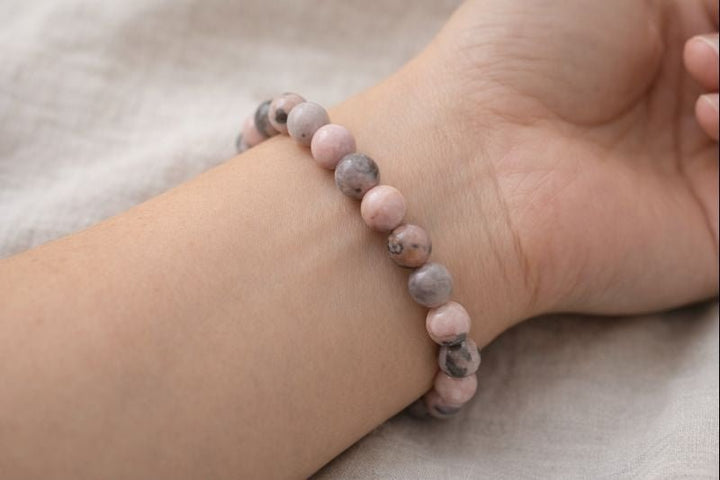 Rhodonite Tumbled Bead Stretch Bracelet (8mm)Crystal River Gems