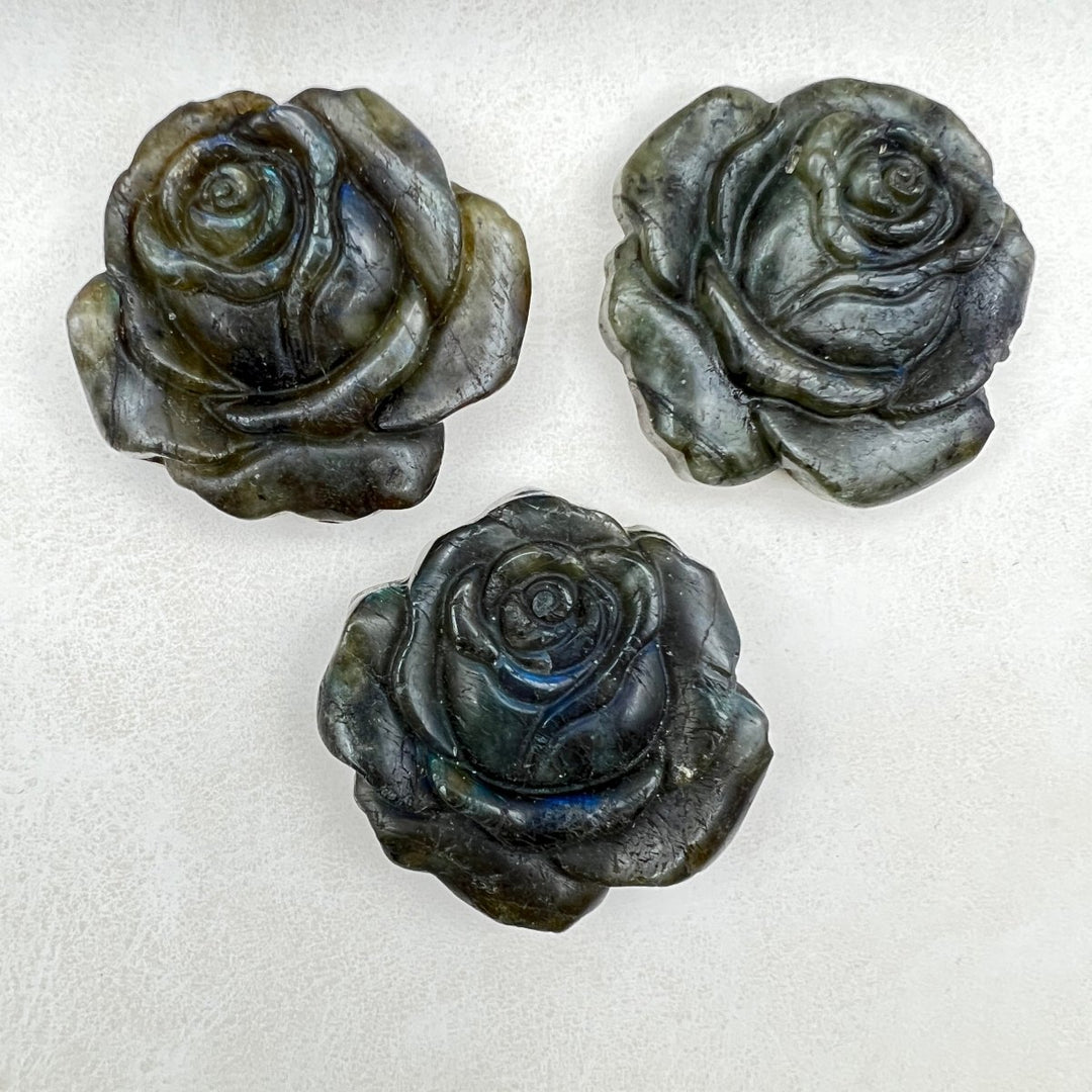 Rose Labradorite Super Flash CarvingCrystal River Gems