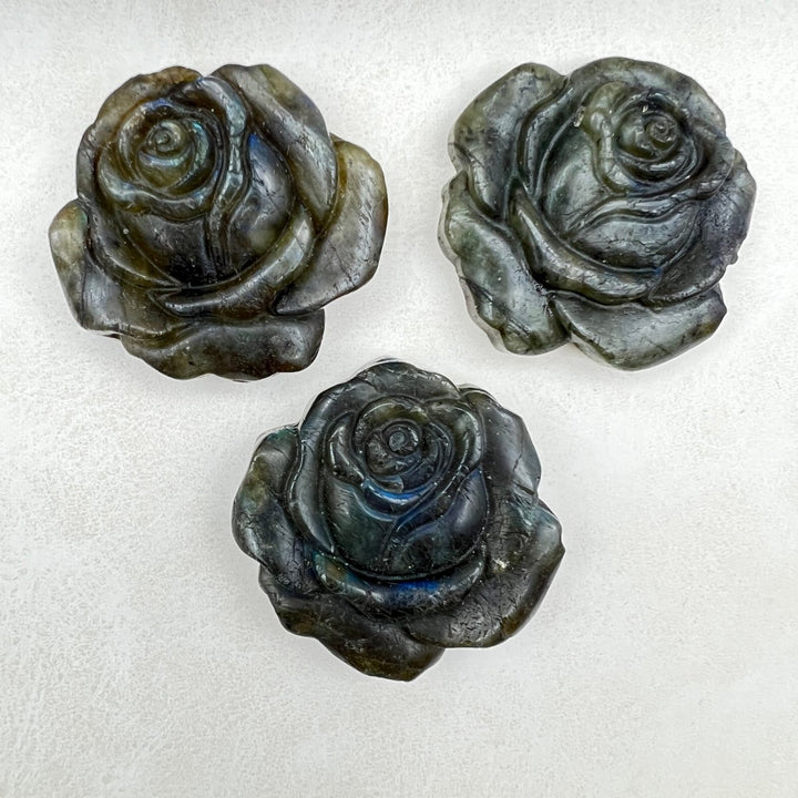 Rose Labradorite Super Flash CarvingCrystal River Gems