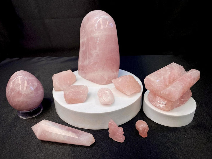 Rose Quartz Crystal Bundle Lot (10 Pieces) Bulk Wholesale Gemstone Décor CollectionCrystal River Gems