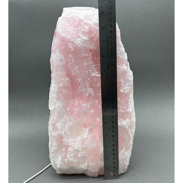 Rose Quartz Lamp 3 Inch Wood Base Size 2.5 to 3.5 Inches Crystal DecorCrystal River Gems