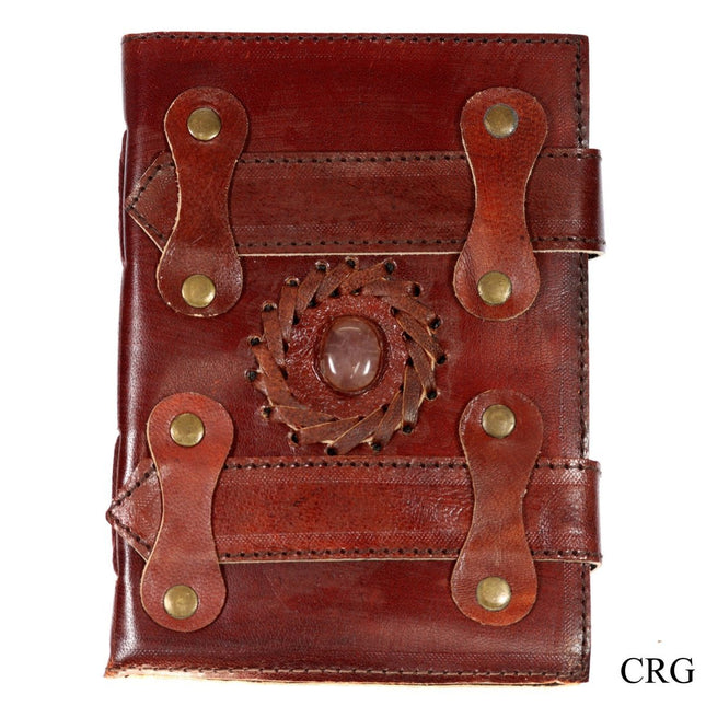 Rose Quartz Leather Notebook (1 Piece) Size 17 by 12 cm Parchment Paper Crystal Journal
