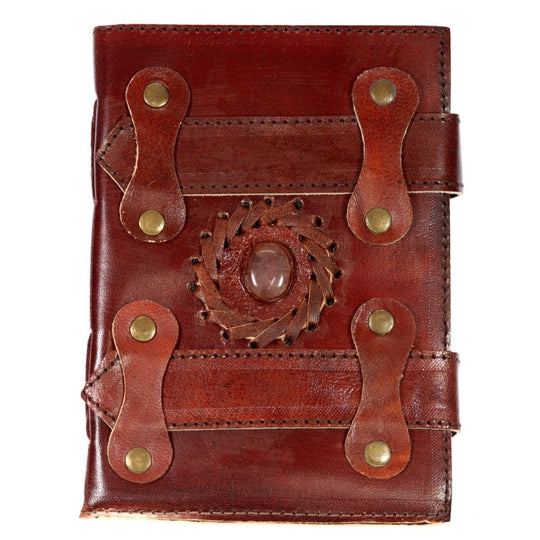 Rose Quartz Leather Notebook (1 Piece) Size 17 by 12 cm Parchment Paper Crystal JournalCrystal River Gems