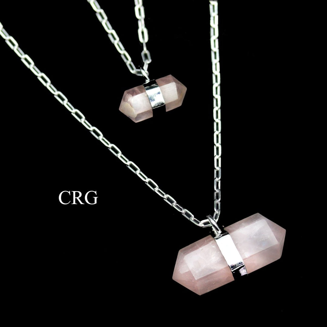 Rose Quartz Point Layered Necklace with Silver Plating (24 Inches) (1 Piece)Crystal River Gems