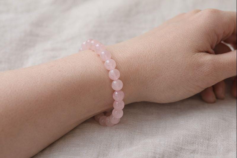 Rose Quartz Tumbled Bead Stretch Bracelet (8mm)Crystal River Gems