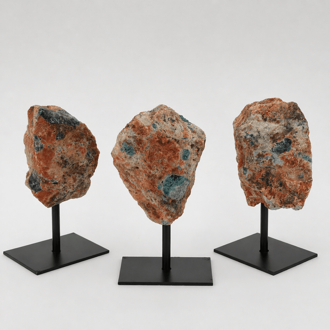 Rough Apatite on Calcite Matrix on Metal StandCrystal River Gems