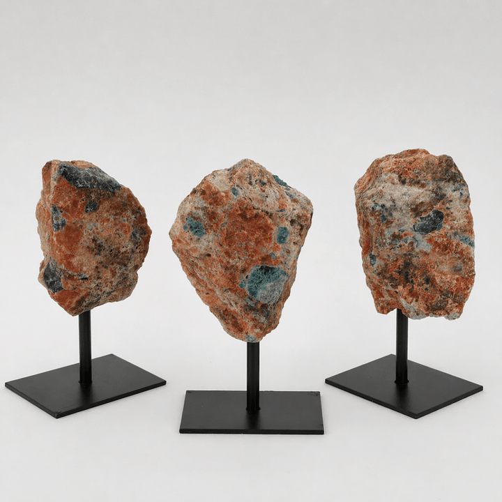 Rough Apatite on Calcite Matrix on Metal StandCrystal River Gems