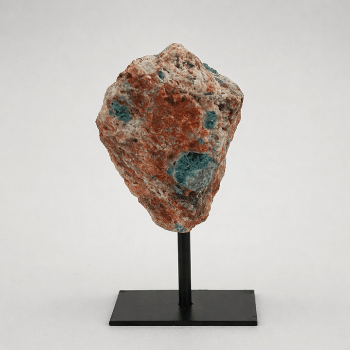 Rough Apatite on Calcite Matrix on Metal StandCrystal River Gems