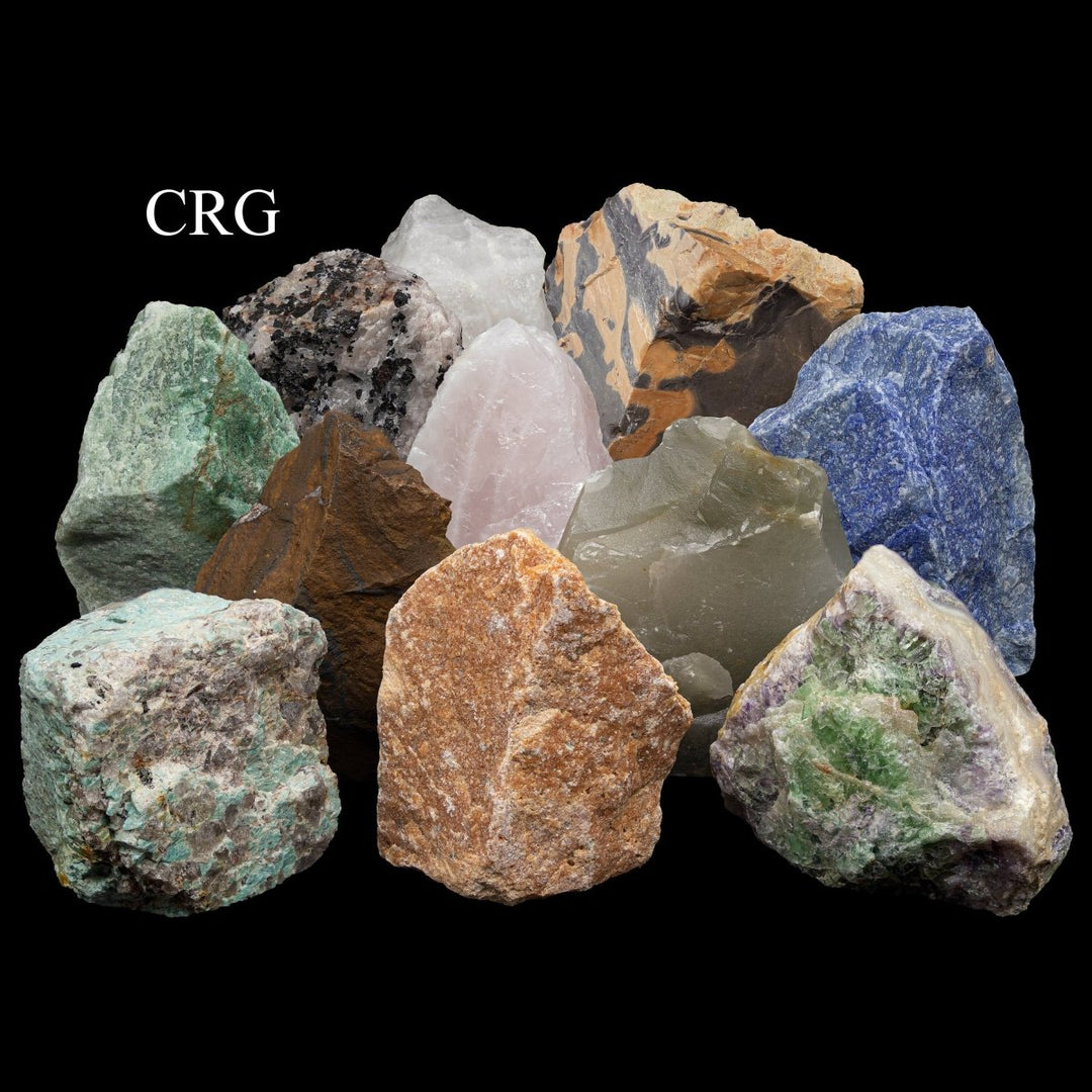 Rough Assorted Boulders with Cut Bases (10 Kilograms) 6.5 to 9.5 Inches Mixed Minerals Bulk Wholesale LotCrystal River Gems