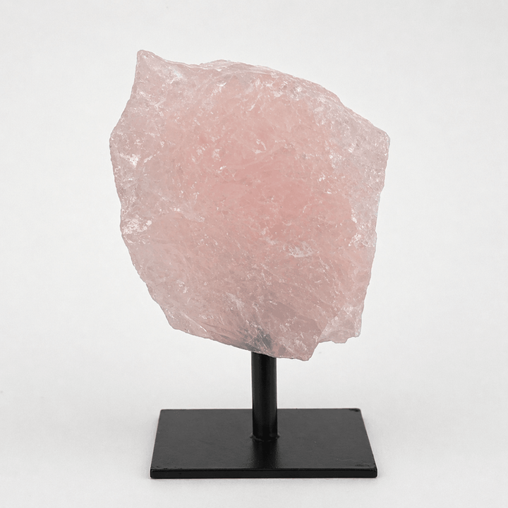 Rough Rose Quartz on Metal StandCrystal River Gems