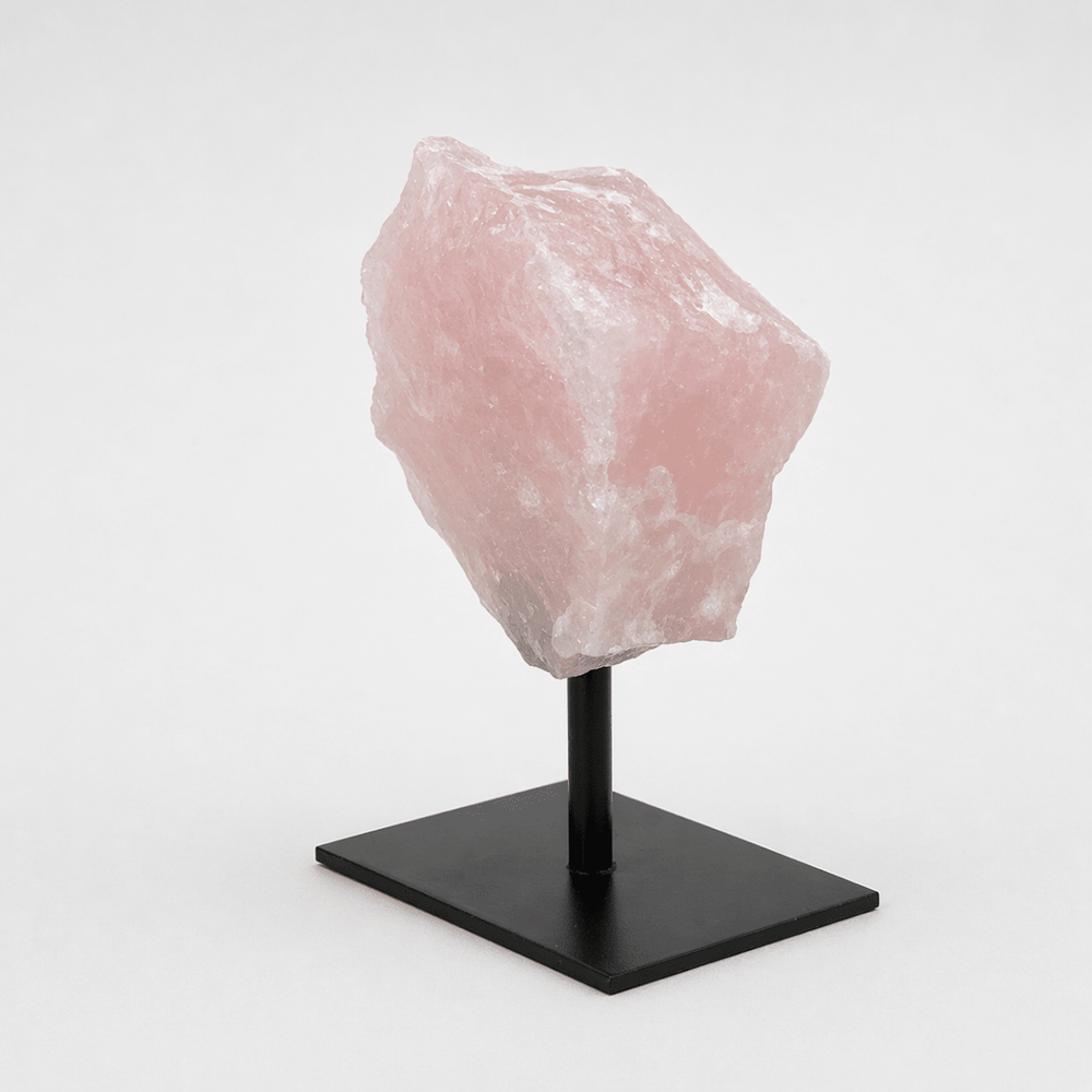 Rough Rose Quartz on Metal StandCrystal River Gems