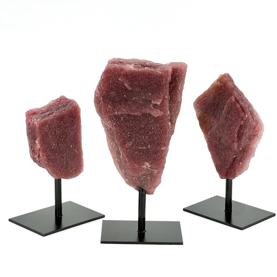 Rough Strawberry Quartz on Metal StandCrystal River Gems