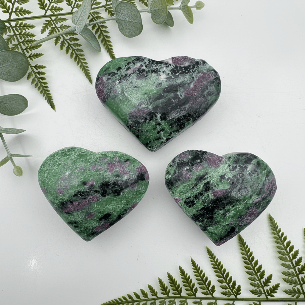 Ruby Zoisite Polished HeartsCrystal River Gems