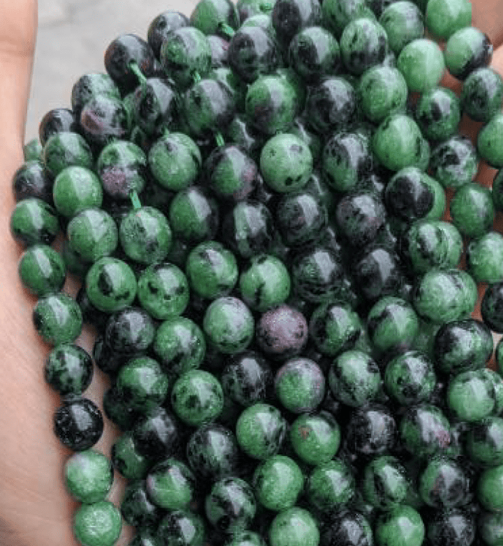 Ruby Zoisite Tumbled Bead Stretch Bracelet (8mm) UV ReactiveCrystal River Gems