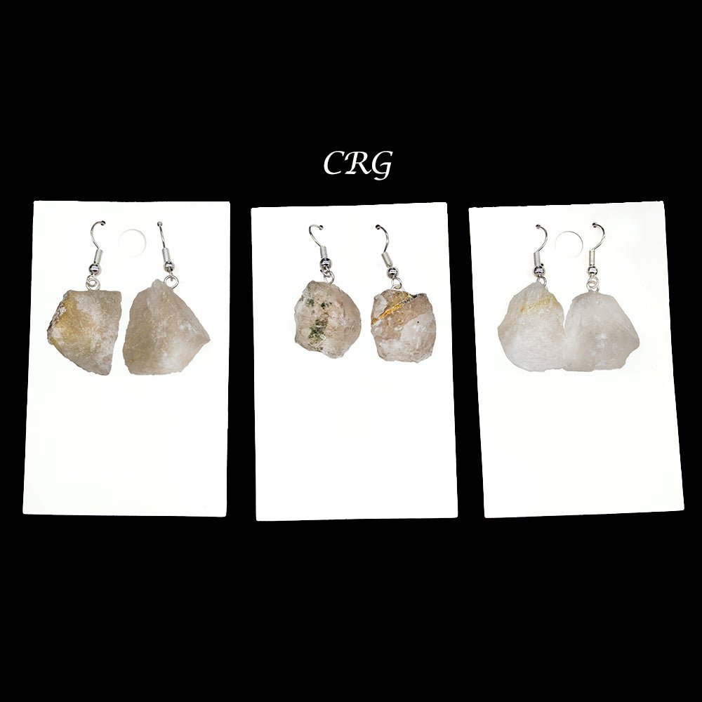 Rutilated Quartz Rough Earrings with Silver Plated Wire (0.5 To 1 Inch) (1 Pair)Crystal River Gems