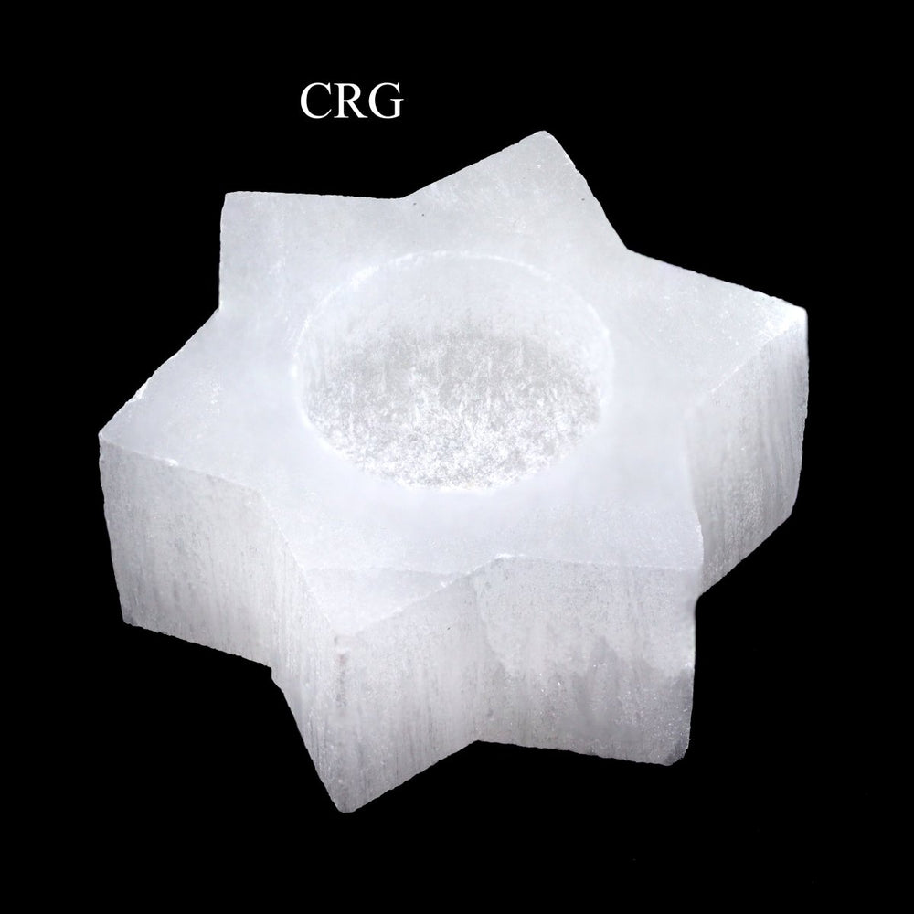 Selenite 6-Point Star Candleholder (1 Piece) Size 3 Inches Crystal Gemstone Home Decor