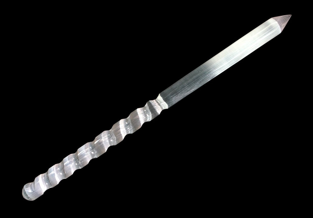 Selenite Baton with Spiral Handle (1 Piece) Size 15 to 16 Inches Crystal Gemstone Point