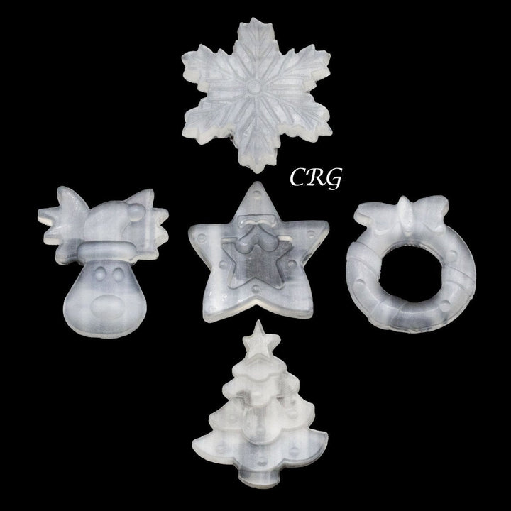 Selenite Christmas Holiday Carvings 5 to 7 cm (5 Pieces)Crystal River Gems