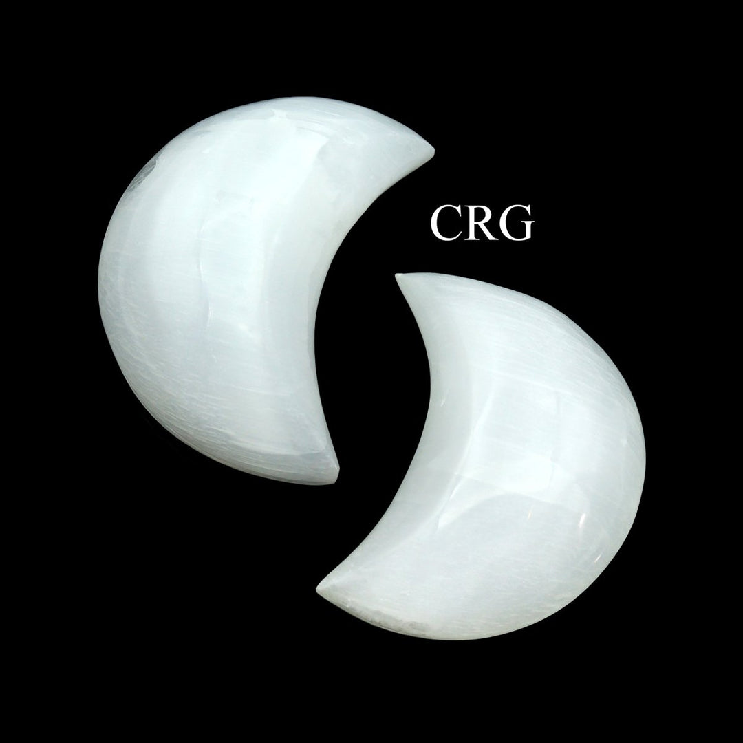 Selenite Crescent Moon (2 Pieces) Size 4 to 5 Inches Polished Crystal Gemstone Shape