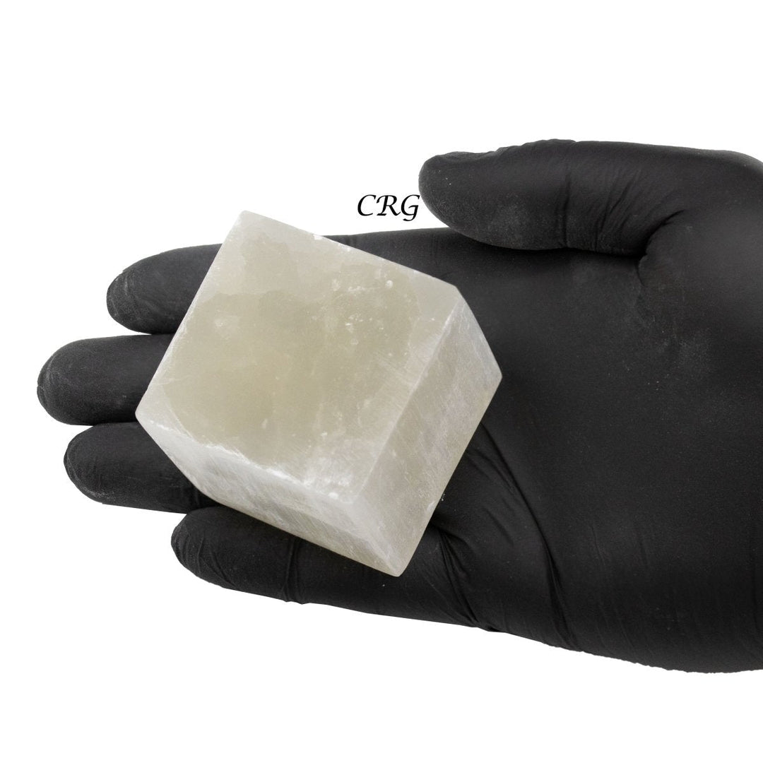 Selenite Cube (1 Piece) Size 2 Inches Faceted Crystal Gemstone Shape Decor
