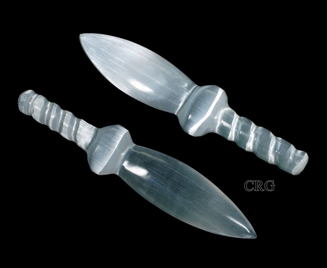 Selenite Dagger with Spiral Handle 7.5 To 8.5 (1 Piece)Crystal River Gems