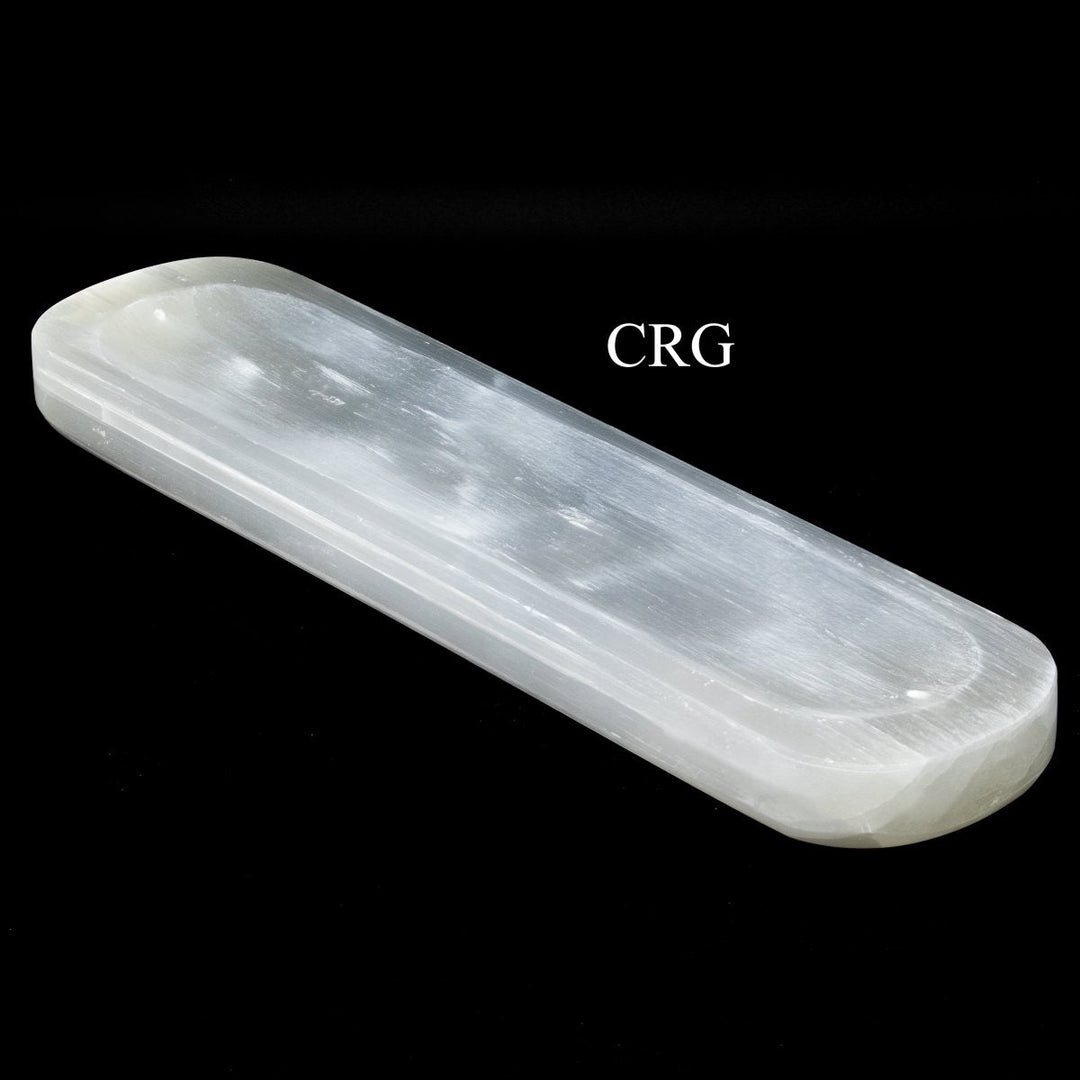 Selenite Double Incense "Boat" (1 Piece) Size 12.5 Inches Crystal Gemstone Decor