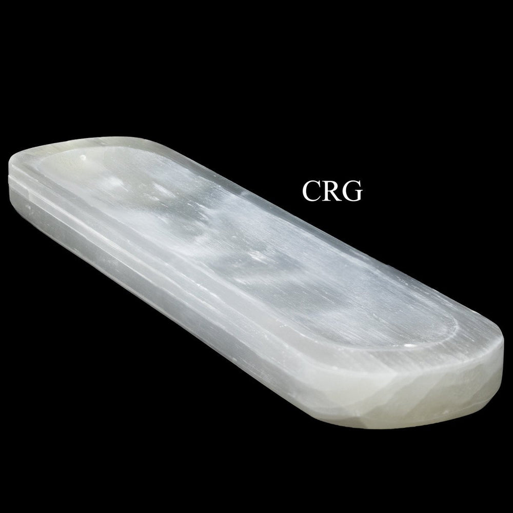 Selenite Double Incense "Boat" (1 Piece) Size 12.5 Inches Crystal Gemstone Decor