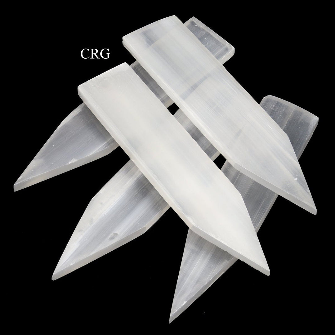 Selenite Flat Points (4 Pieces) Size 5 to 6 Inches Crystal Gemstone Flush Towers
