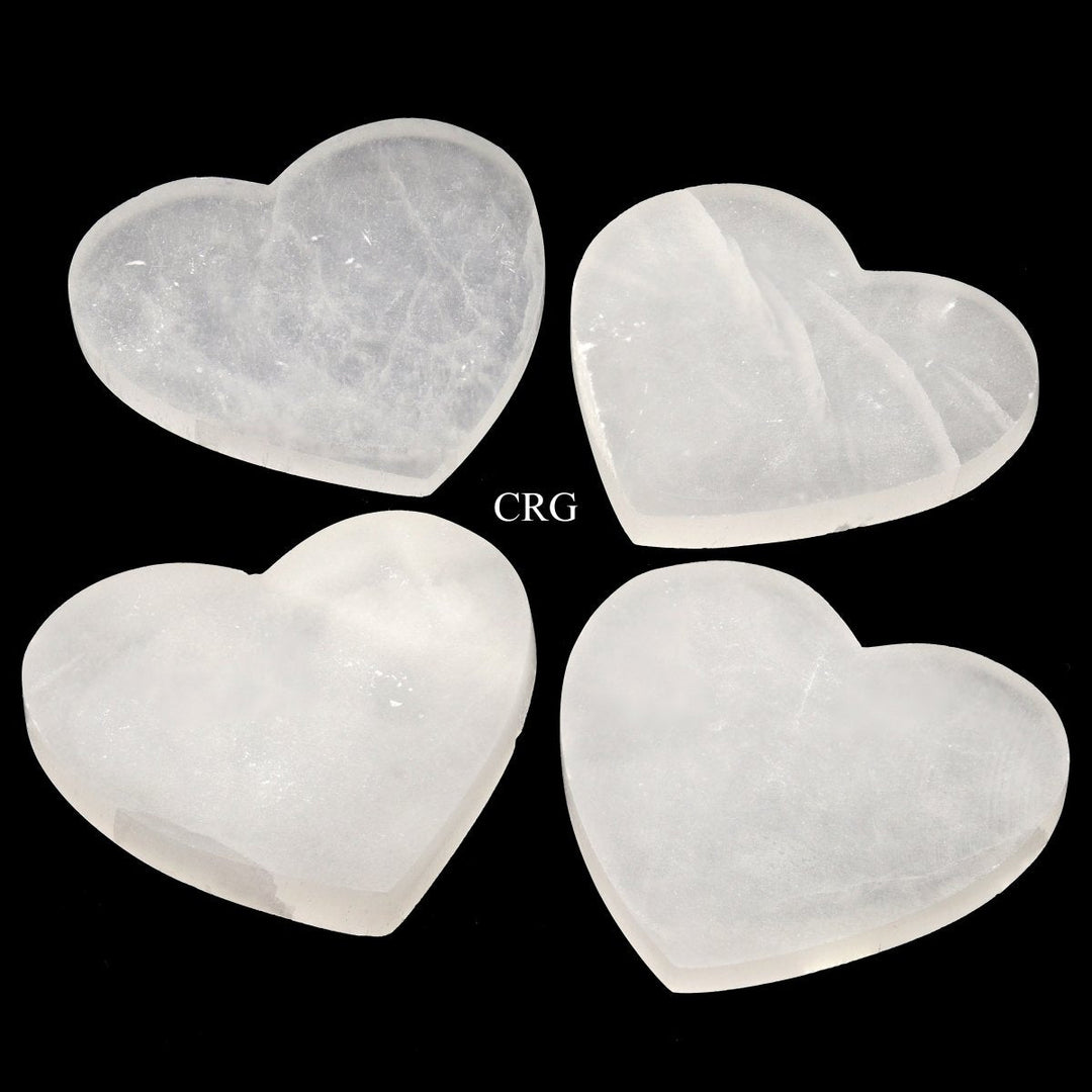 Selenite Heart Slabs (2 Pieces) Size 4 Inches Crystal Gemstone Slabs