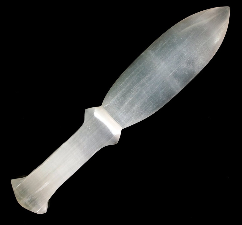 Selenite Knife Dagger with Smooth Hilt (1 Piece) Size 7.5 to 8.5 Inches Crystal Gemstone