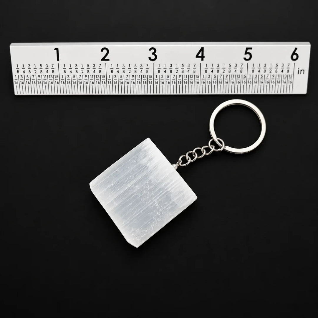 Selenite Rectangle Keychain (40 mm) (1 Piece)Crystal River Gems