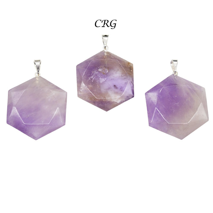 SET OF 5 - Amethyst Hexagram Pendants from Brazil / 30mm AvgCrystal River Gems