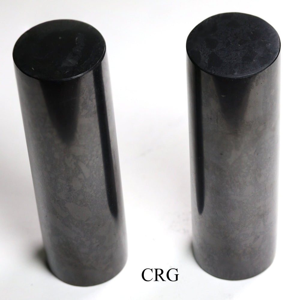 Shungite Polished Cylinder (1 Piece) Size 10 cm Standing Crystal Gemstone Decor