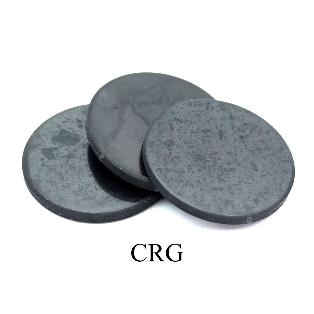 Shungite Polished Disk (1 Piece) Size 3.5 Inches Crystal Gemstone Decor