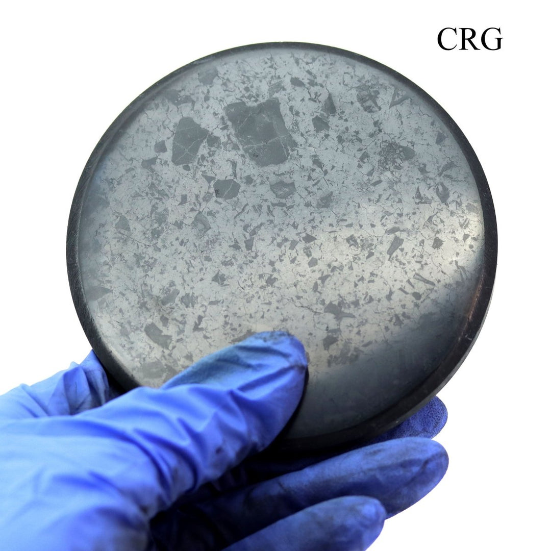 Shungite Polished Disk (1 Piece) Size 3.5 Inches Crystal Gemstone Decor