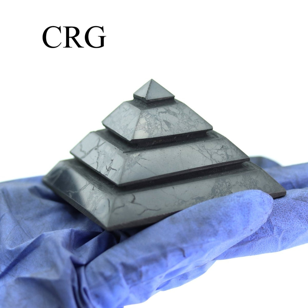 Shungite Sakkara Pyramid (1 Piece) Size 5 cm Polished Black Crystal Gemstone