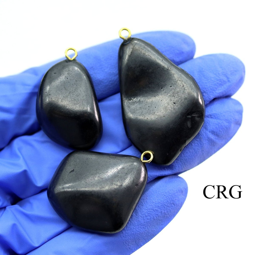 Shungite Tumbled Pendant (4 Pieces) Size 20 mm Crystal Jewelry Charm