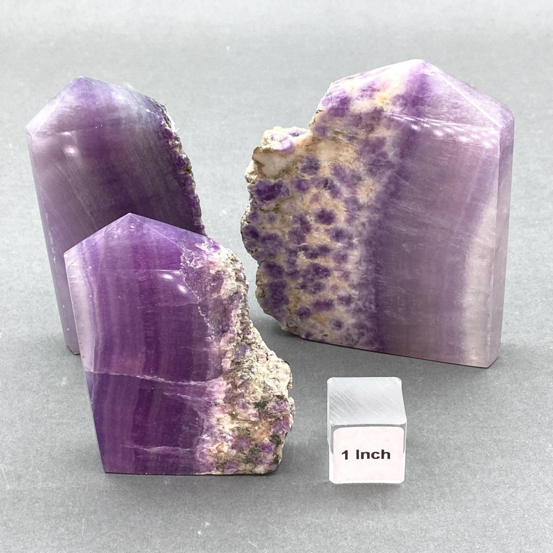 Silk Purple Fluorite with Matrix Slab Standing TowerCrystal River Gems