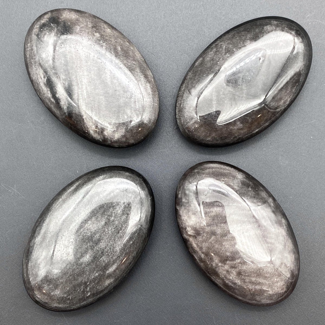 Silver Sheen Obsidian Palm Pocket StonesCrystal River Gems