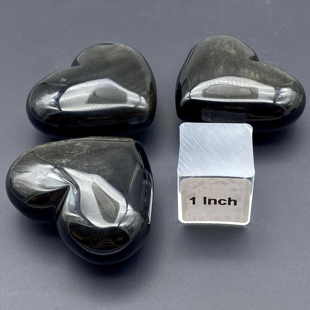 Silver Sheen Obsidian Puffy Gemstone HeartCrystal River Gems