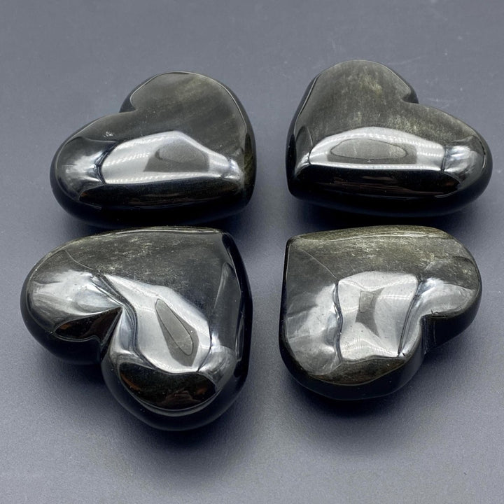 Silver Sheen Obsidian Puffy Gemstone HeartCrystal River Gems