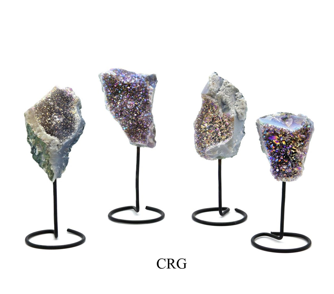 Small Aura Amethyst Druzy on Metal Base (1 Piece) 3.5 to 6 InchesCrystal River Gems