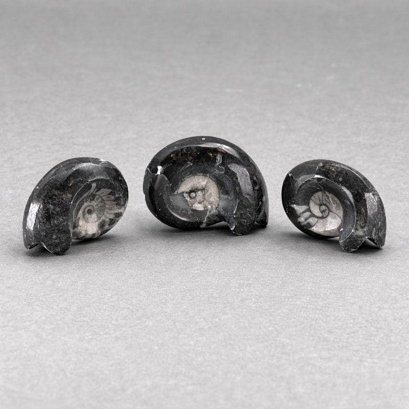 Small Black Ammonite Fossil Polished Specimen ( 1 Piece ) 1 to 2 Inches Fossil DecorCrystal River Gems