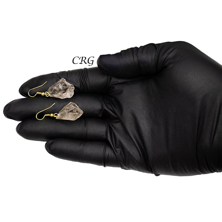 Smoky Quartz Rough Earrings with Gold Plated Wire (0.5 To 1 Inch) (1 Pair)Crystal River Gems