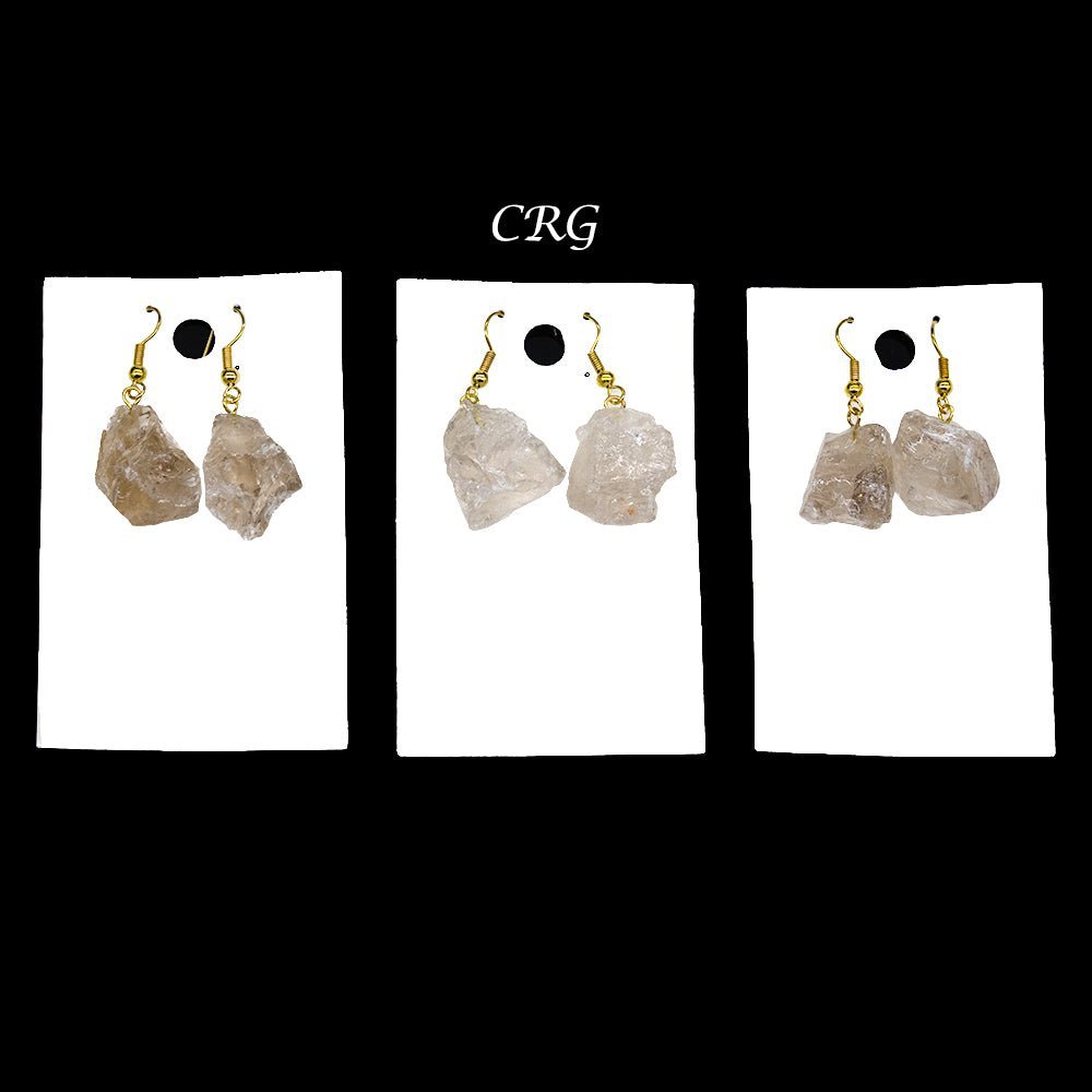 Smoky Quartz Rough Earrings with Gold Plated Wire (0.5 To 1 Inch) (1 Pair)Crystal River Gems