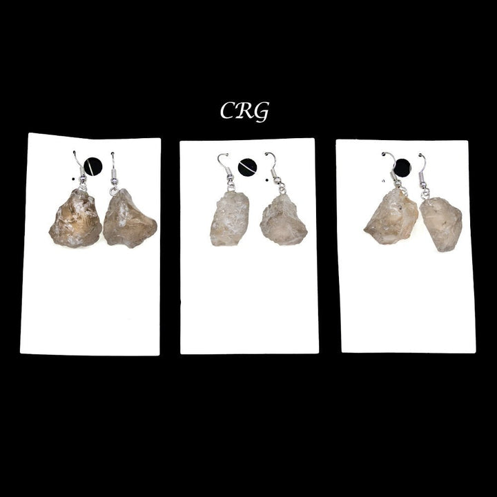 Smoky Quartz Rough Earrings with Silver Plated Wire (0.5 To 1 Inch) (1 Pair)Crystal River Gems