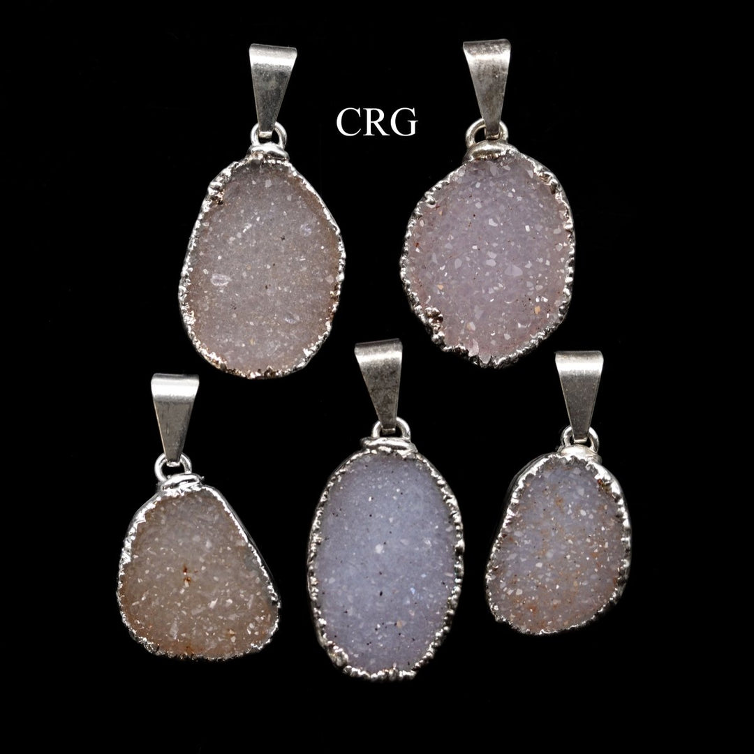 Snow Druzy Extra Quality Pendant with Silver Plating (1 Piece) Size 15 to 25 mm Crystal Jewelry Charm